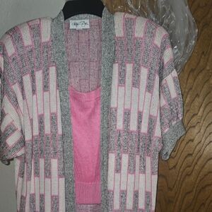 Abrand Pink and Gray Cardigan Sweater